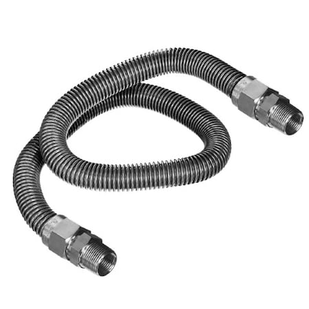 Flextron Gas Line Hose 3/8'' O.D. x 72'' Length with 1/2" MIP Fittings, Stainless Steel Flexible Connector FTGC-SS14-72A